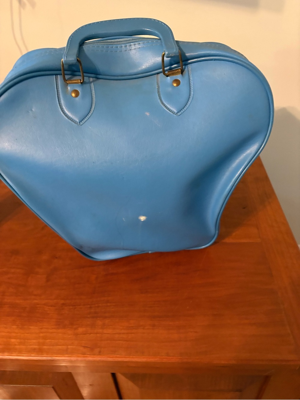 Vintage Blue Bowling Bag Retro Mod Decor Purse Display Piece - Picture 6 of 11